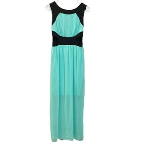 Sweet Storm Teal Sleeveless Maxi Dress with Waist Cutout Sz S